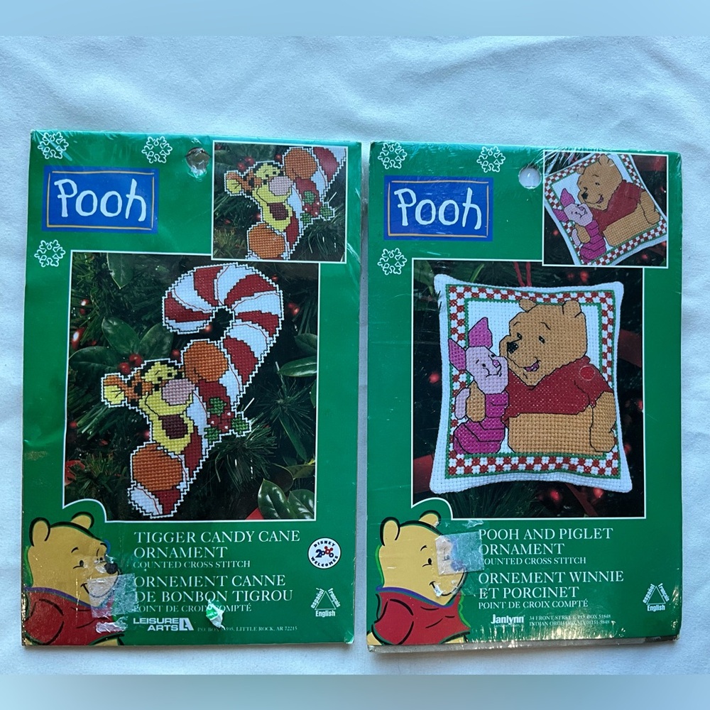 Vintage Janlynn Pooh Tigger Cross Stitch Christmas Ornament Kits NIP